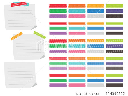 A set of masking tape and memo illustrations 114390522