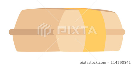 Takeaway food paper box in flat design. Cardboard package for delivery. Vector illustration isolated. Takeaway food paper box in flat design. Cardboard package for delivery. Vector illustration isolated. 114390541