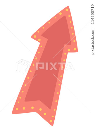 Glowing lightbox arrow in flat design. Lamp pointer in circus or night club. Vector illustration isolated. Glowing lightbox arrow in flat design. Lamp pointer in circus or night club. Vector illustration isolated. 114390719
