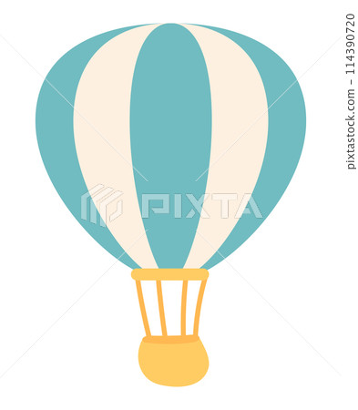 Hot air balloon in flat design. Aircraft attraction at amusement park. Vector illustration isolated. Hot air balloon in flat design. Aircraft attraction at amusement park. Vector illustration isolated. 114390720