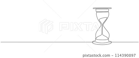 One continuous editable line of hourglass illustration. Time management, business deadline concept. Simple line vector illustration One continuous editable line of hourglass illustration. Time management, business deadline concept. Simple line vector illustration 114390897