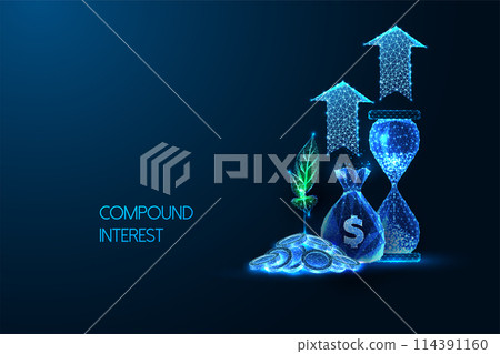 Compound interest, wealth accumulation, financial growth, money management futuristic concept 114391160
