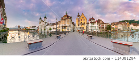 Lucerne at sunrise in Switzerland Lucerne at sunrise in Switzerland 114391294