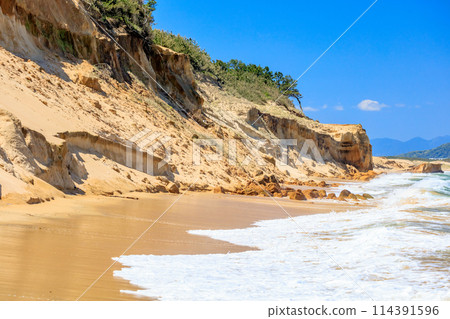 Early summer at the Gannosu Sand Dunes, Nata Fault (at high tide), Fukuoka City, Fukuoka Prefecture 114391596