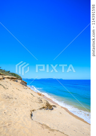 初夏甘之洲沙丘、那多斷層（漲潮時） 福岡縣福岡市 114391598