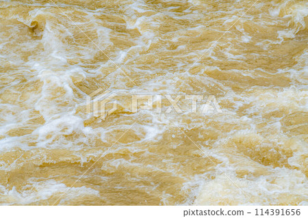 [Natural disaster] Muddy stream River after heavy rain [Nagano Prefecture] 114391656