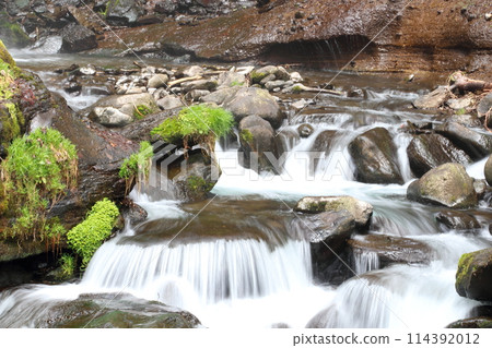 The clear stream of Sugadaira Plateau: Karasawa Falls, a cool sight 114392012