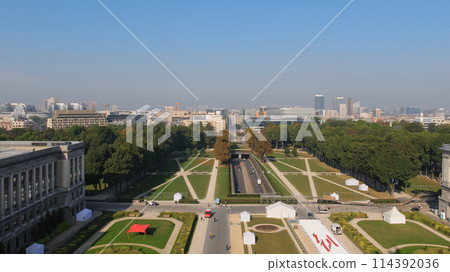 Cinquantenaire Park from the Arc de Triomphe in Brussels (West) 114392036