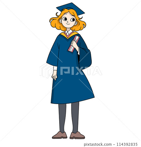 young woman celebrating her university graduation 114392835