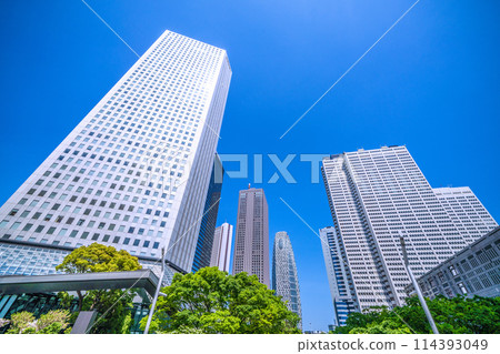 Tokyo cityscape in Japan, overlooking the office buildings of Shinjuku Subcenter, April 28th 114393049