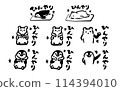 Illustration set of penguins and polar bears wearing cooling products 114394010