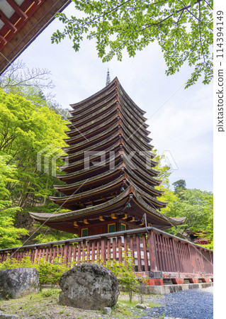 Fresh green season: Tanzan Shrine's Thirteen-story Pagoda (shrine) Fresh green season: Tanzan Shrine's Thirteen-story Pagoda (shrine) 114394149