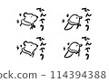 Illustration set of a penguin and a polar bear wearing cooling products to cool their necks 114394388