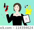 女性設計師（綠色背景） 設計時尚、化妝品等各種物品的創作者 114394624