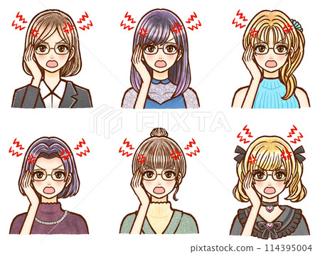 脾氣暴躁、易怒的成年女性的插圖資料集 3 114395004