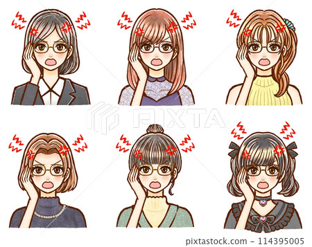 脾氣暴躁、易怒的成年女性的插圖資料集 4 114395005