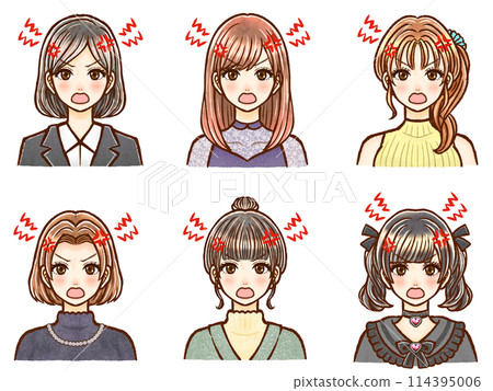 脾氣暴躁、易怒的成年女性的插圖資料集 5 114395006