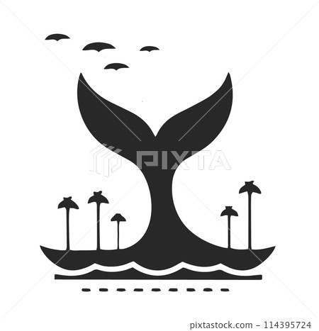 Stylized Whale Tail Ocean View 114395724