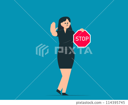 Person hold Do not enter sign. Stop vector concept 114395745