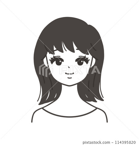 Woman's face facing forward, no makeup - Stock Illustration [114395820 ...