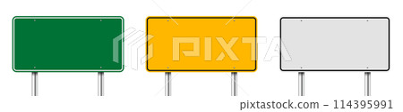 Blank Freeway Signs Isolated on White. Vector illustration 114395991