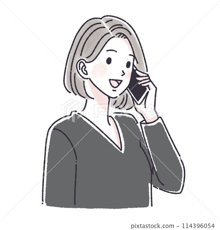 打電話的女人，打電話的女人，女人，女孩，智能手機，智能手機，電話，詢問，投訴， 114396054