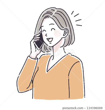 A woman who makes a phone call, a woman who makes a phone call, a woman, a girl, a smartphone, a smartphone, a call, an inquiry, a complaint, 114396089