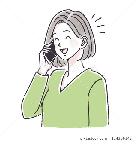 A woman who makes a phone call, a woman who makes a phone call, a woman, a girl, a smartphone, a smartphone, a call, an inquiry, a complaint, 114396142