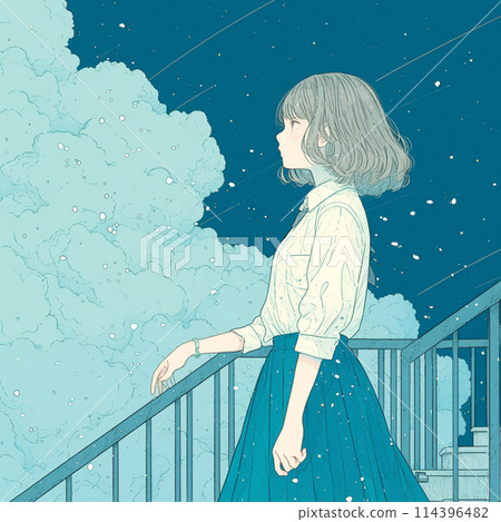 Sky, stairs and girl 114396482