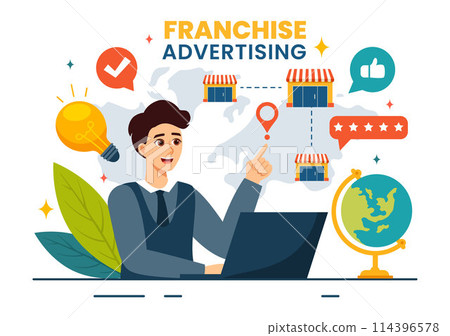 Franchise Advertising Vector Illustration with Business and Finance to Promoting Successful Brand or Marketing in Flat Cartoon Background Franchise Advertising Vector Illustration with Business and Finance to Promoting Successful Brand or Marketing in Flat Cartoon Background 114396578