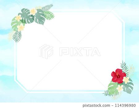A refreshing frame illustration of hibiscus and plumeria 114396980