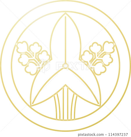 Family crest: Full shadow circle with standing swamp [gold] 114397237