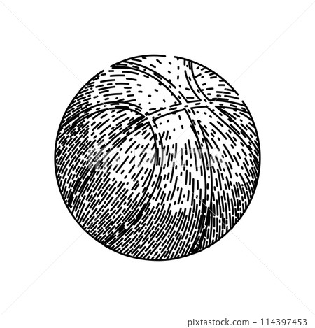 black basketball ball sketch hand drawn vector 114397453