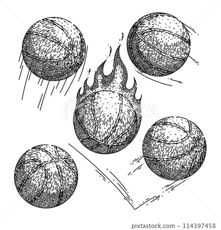 basketball ball set sketch hand drawn vector 114397458