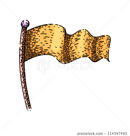 pole flag waving sketch hand drawn vector pole flag waving sketch hand drawn vector 114397493