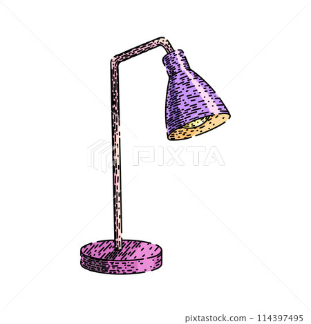 home desk lamp sketch hand drawn vector 114397495