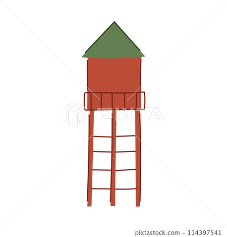 silhouette water tower cartoon vector illustration 114397541