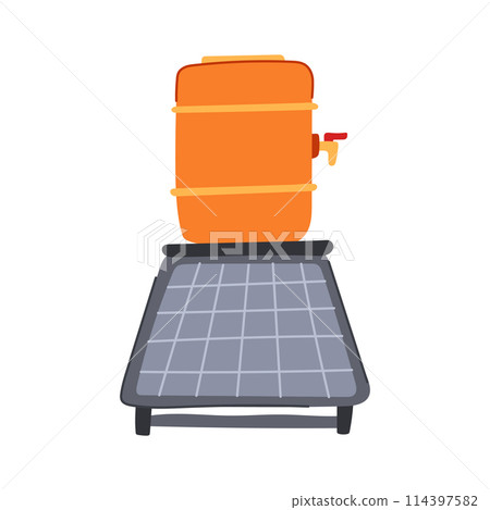 thermal solar water heater cartoon vector illustration 114397582
