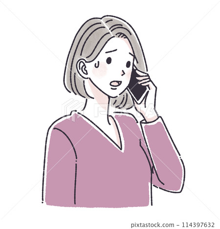 A woman who makes a phone call, a woman who makes a phone call, a woman, a girl, a smartphone, a smartphone, a call, an inquiry, a complaint, 114397632