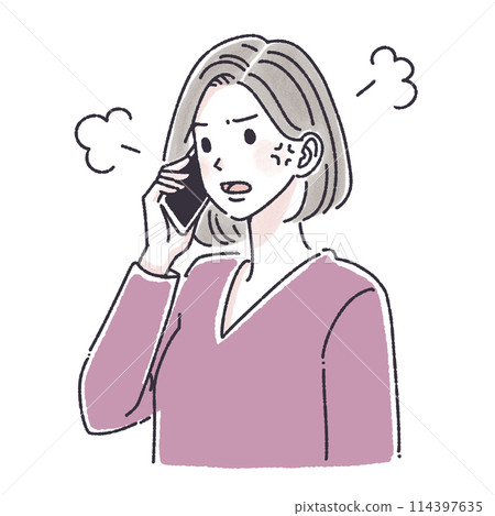 A woman who makes a phone call, a woman who makes a phone call, a woman, a girl, a smartphone, a smartphone, a call, an inquiry, a complaint, 114397635