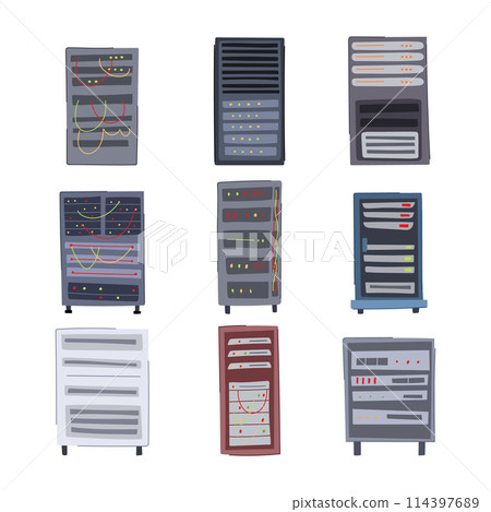 server rack set cartoon vector illustration 114397689