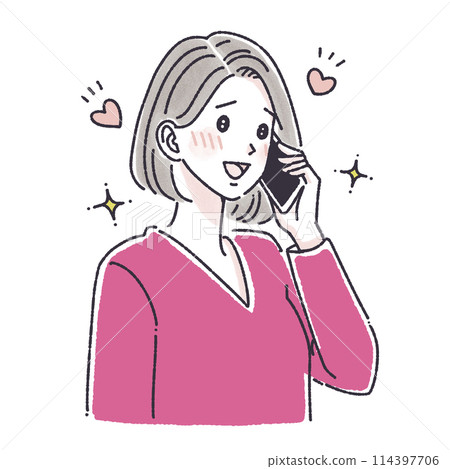 打電話的女人，打電話的女人，女人，女孩，智能手機，智能手機，電話，詢問，投訴， 114397706