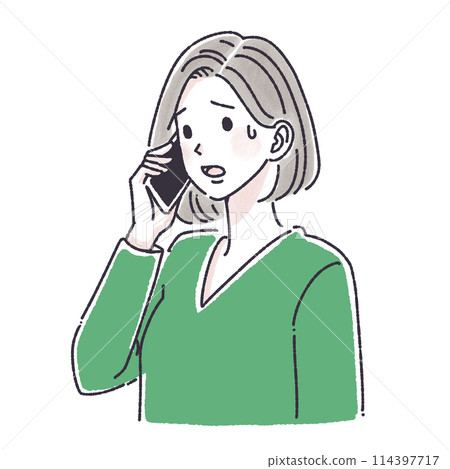 打電話的女人，打電話的女人，女人，女孩，智能手機，智能手機，電話，詢問，投訴， 114397717