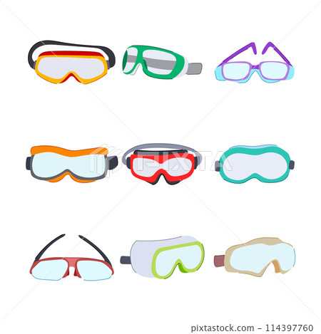 safety goggles set cartoon vector illustration 114397760