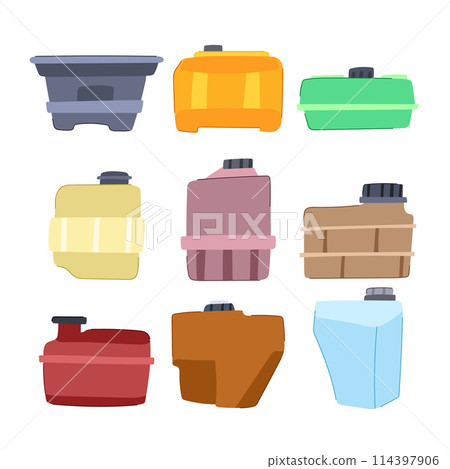 plastic tank set cartoon vector illustration 114397906