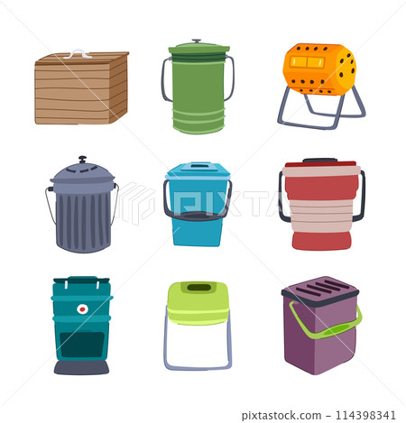 compost bin set cartoon vector illustration compost bin set cartoon vector illustration 114398341