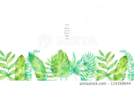 Watercolor painting. Tropical leaf material drawn with a watercolor touch. Summer vector leaf illustration. Watercolor painting. Tropical leaf material drawn with a watercolor touch. Summer vector leaf illustration. 114398644