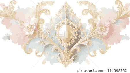 Decoration, ornament, pattern, frame, painting, background, watercolor, art, analog touch, illustration material 114398732