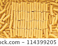 Uncooked Rigatoni Pasta, Noodles as a Background. 114399205