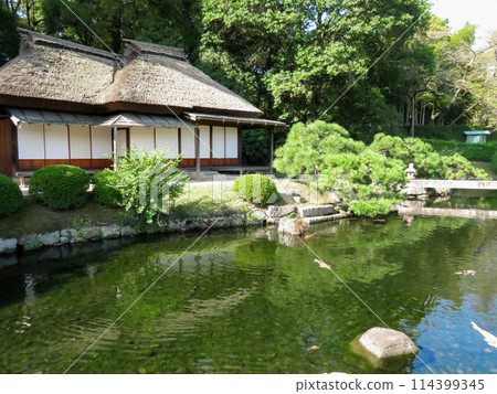 岡山後樂園旅館及池塘風景 岡山後樂園旅館及池塘風景 114399345